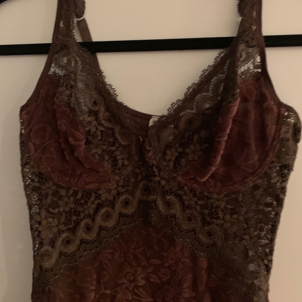 Hanro of Switzerland Lace and Velvet Bodysuit